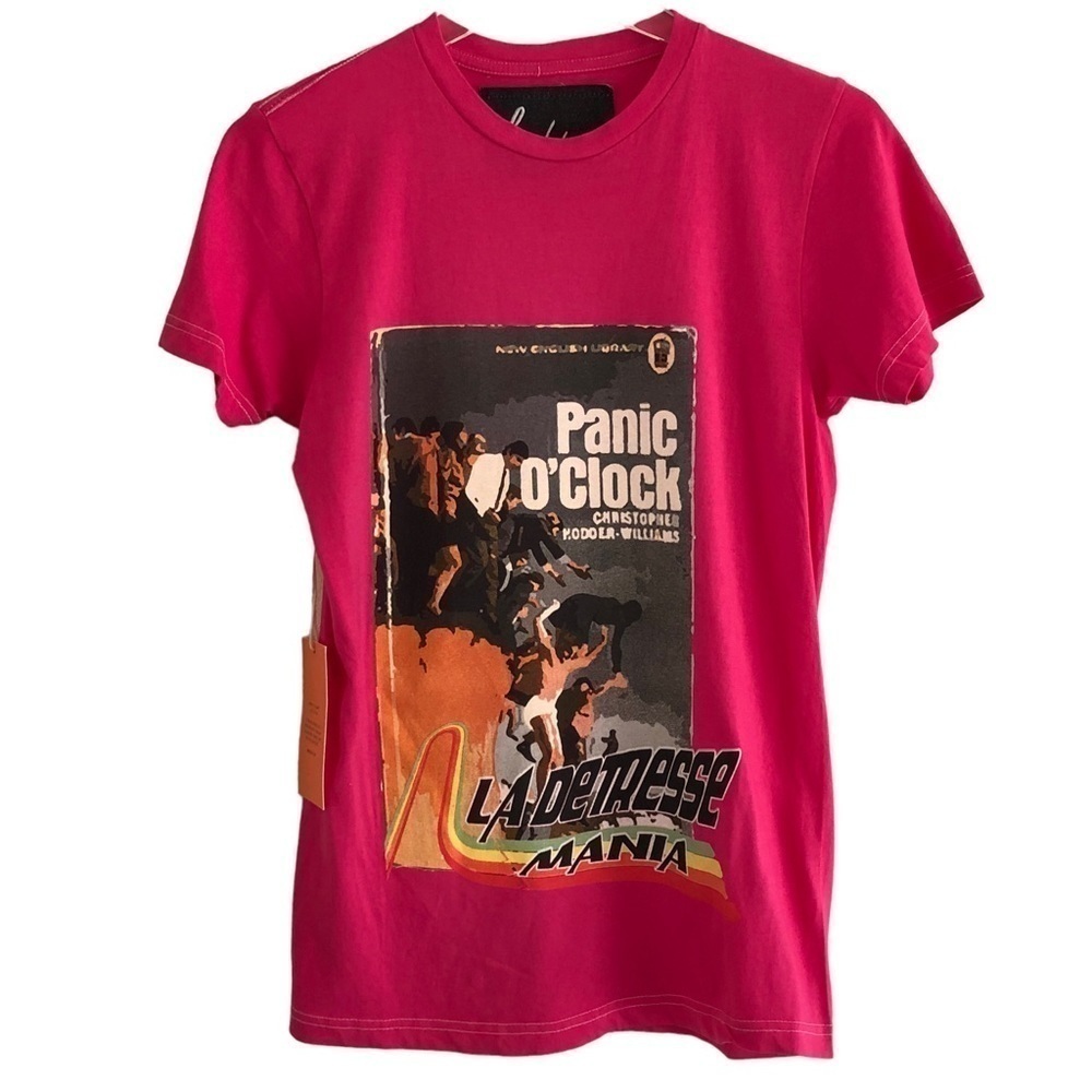 LA DETRESSE Pink Short Sleeve Graphic Print Crew Neck Tee XS NWT